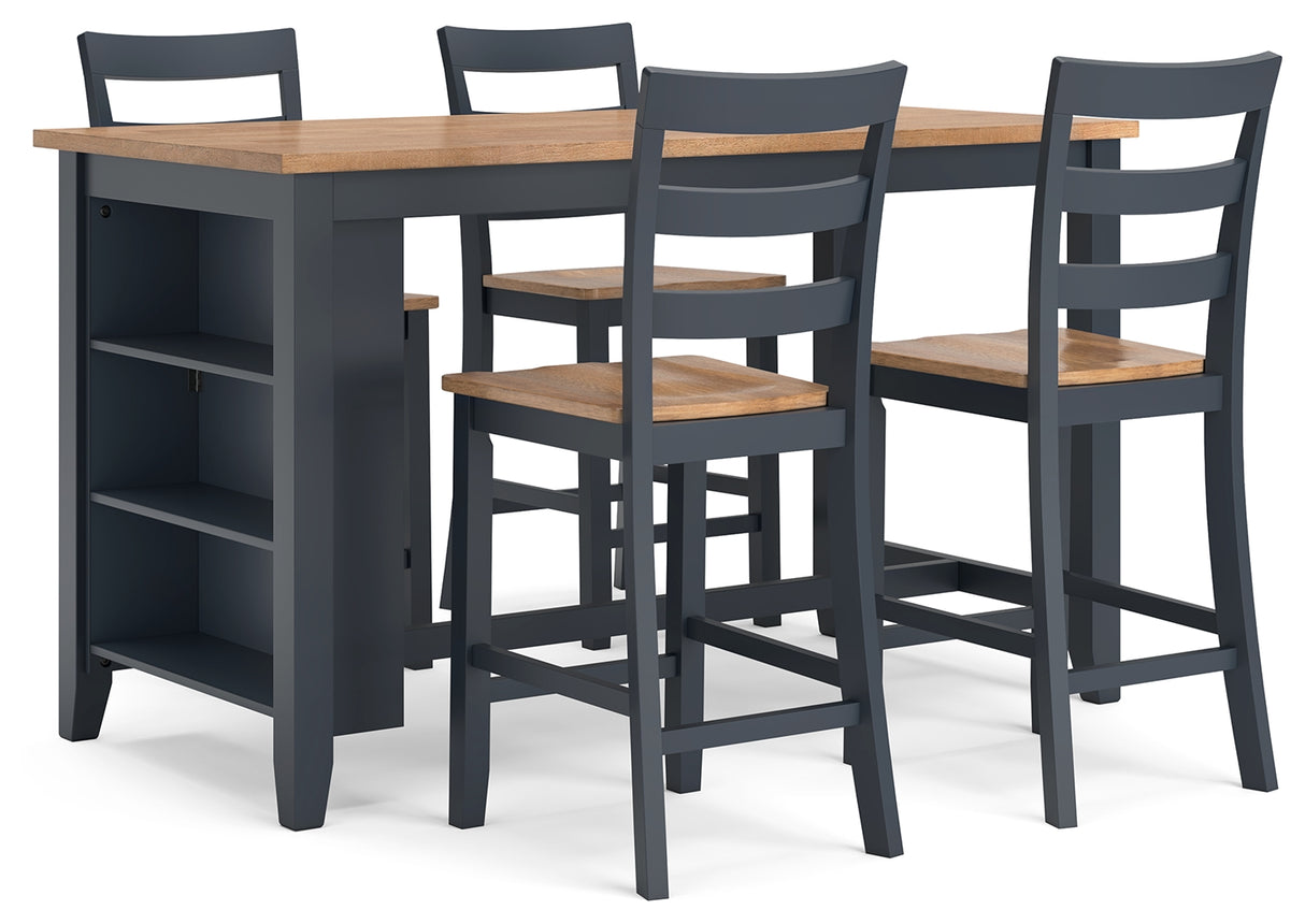 Gesthaven Counter Height Dining Table and 4 Barstools in Natural/Blue from Ashley - Luna Furniture