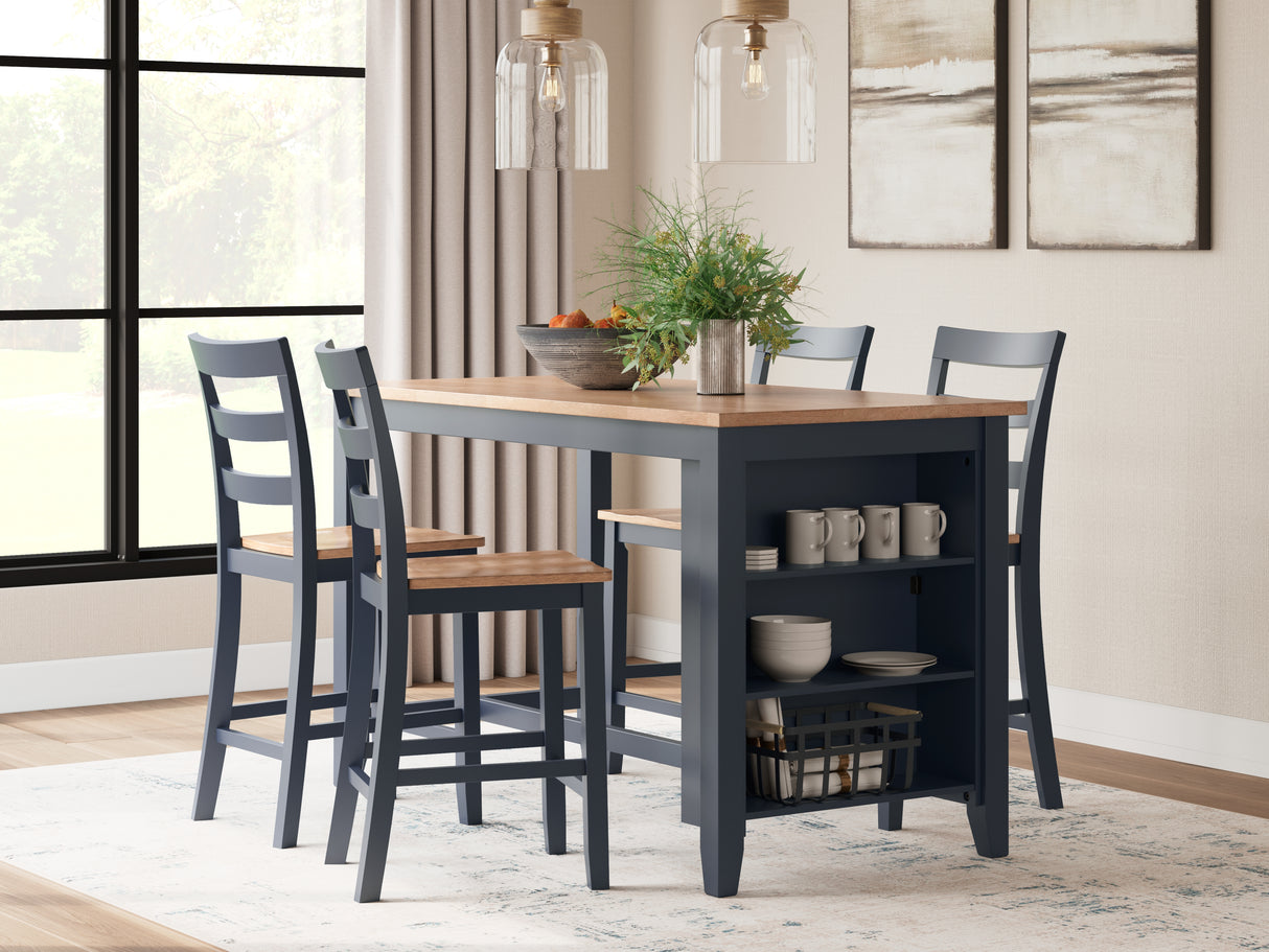 Gesthaven Counter Height Dining Table and 4 Barstools in Natural/Blue from Ashley - Luna Furniture