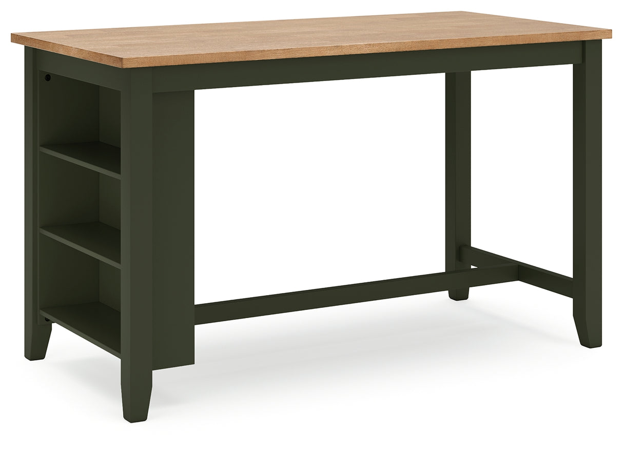 Gesthaven Natural/Green Counter Height Dining Table and 4 Barstools from Ashley - Luna Furniture