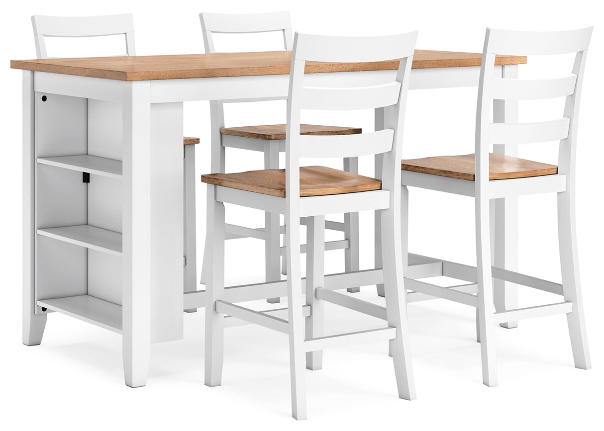 Gesthaven Natural/White Counter Height Dining Table and 4 Barstools from Ashley - Luna Furniture