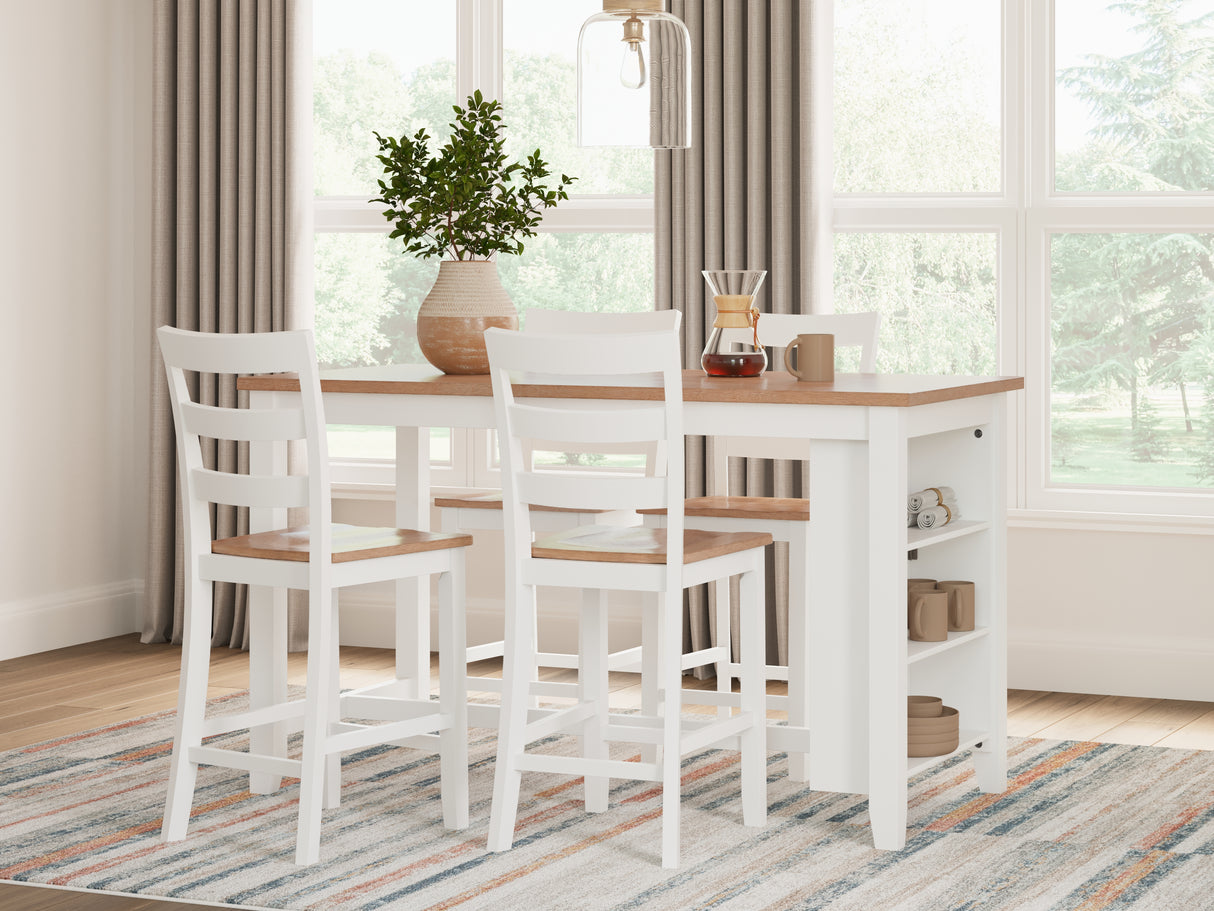 Gesthaven Natural/White Counter Height Dining Table and 4 Barstools from Ashley - Luna Furniture