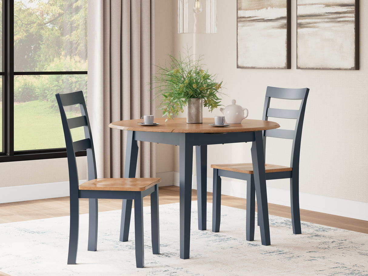 Gesthaven Natural/Blue Dining Table and 2 Chairs from Ashley Furniture - Luna Furniture