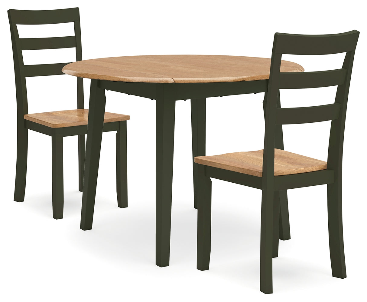 Gesthaven Natural/Green Dining Table and 2 Chairs from Ashley - Luna Furniture
