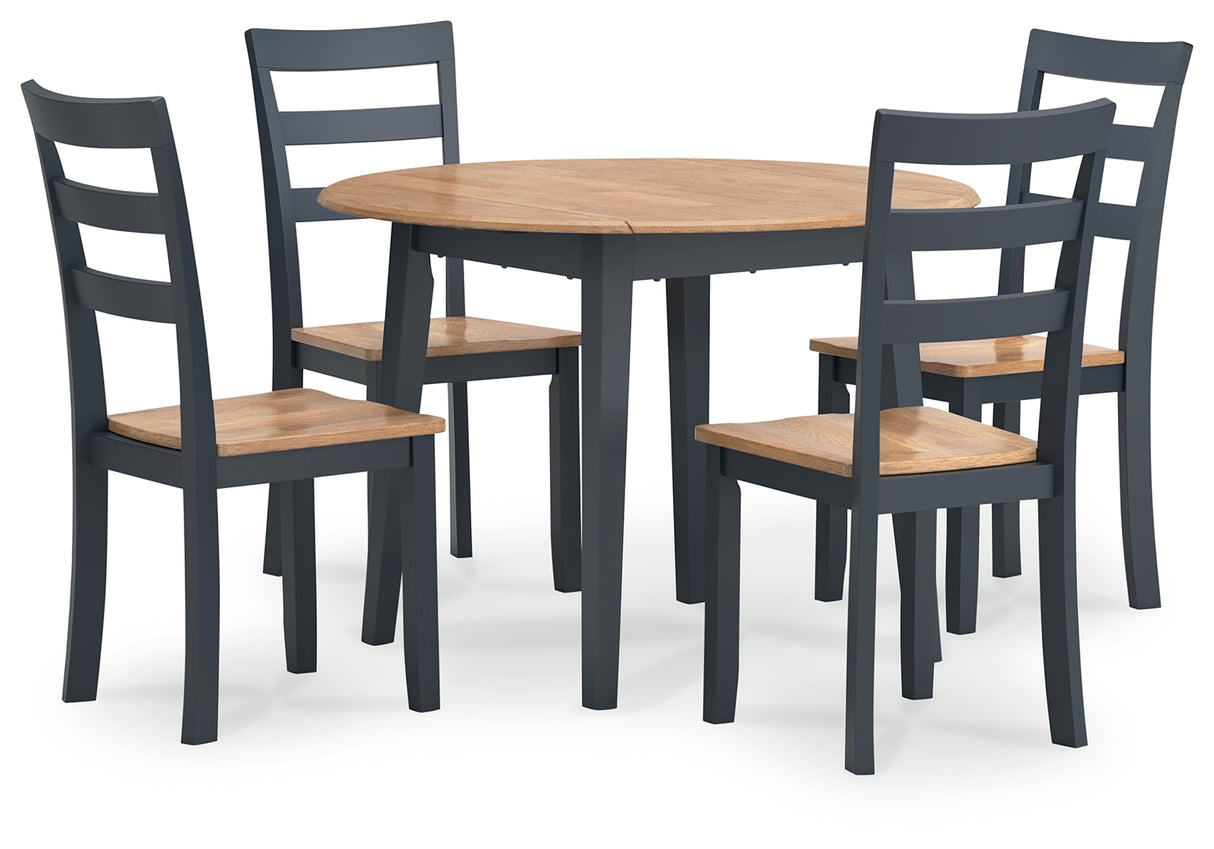 Gesthaven Natural/Blue Dining Table and 4 Chairs from Ashley Furniture - Luna Furniture