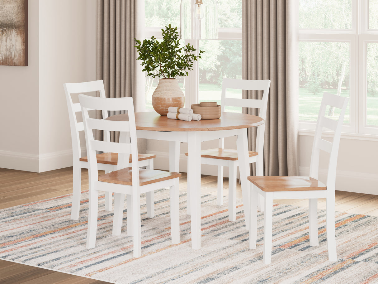 Gesthaven Natural/White Dining Table and 4 Chairs from Ashley - Luna Furniture