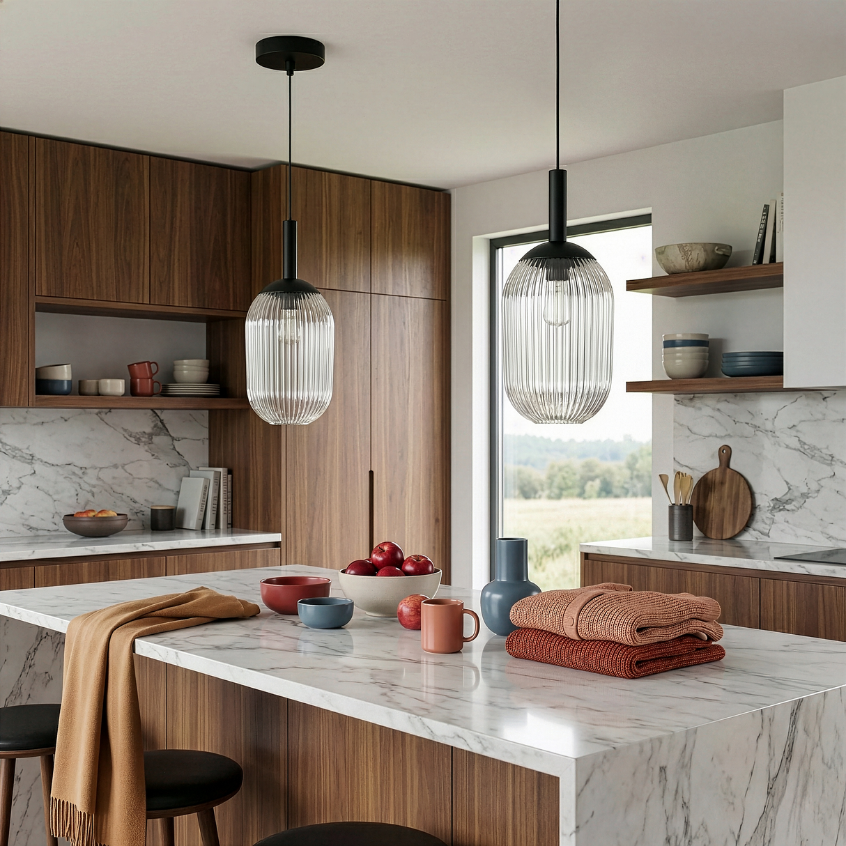 Giza Pendant Lamp - Black and Clear from Ashcroft Furniture - Luna Furniture