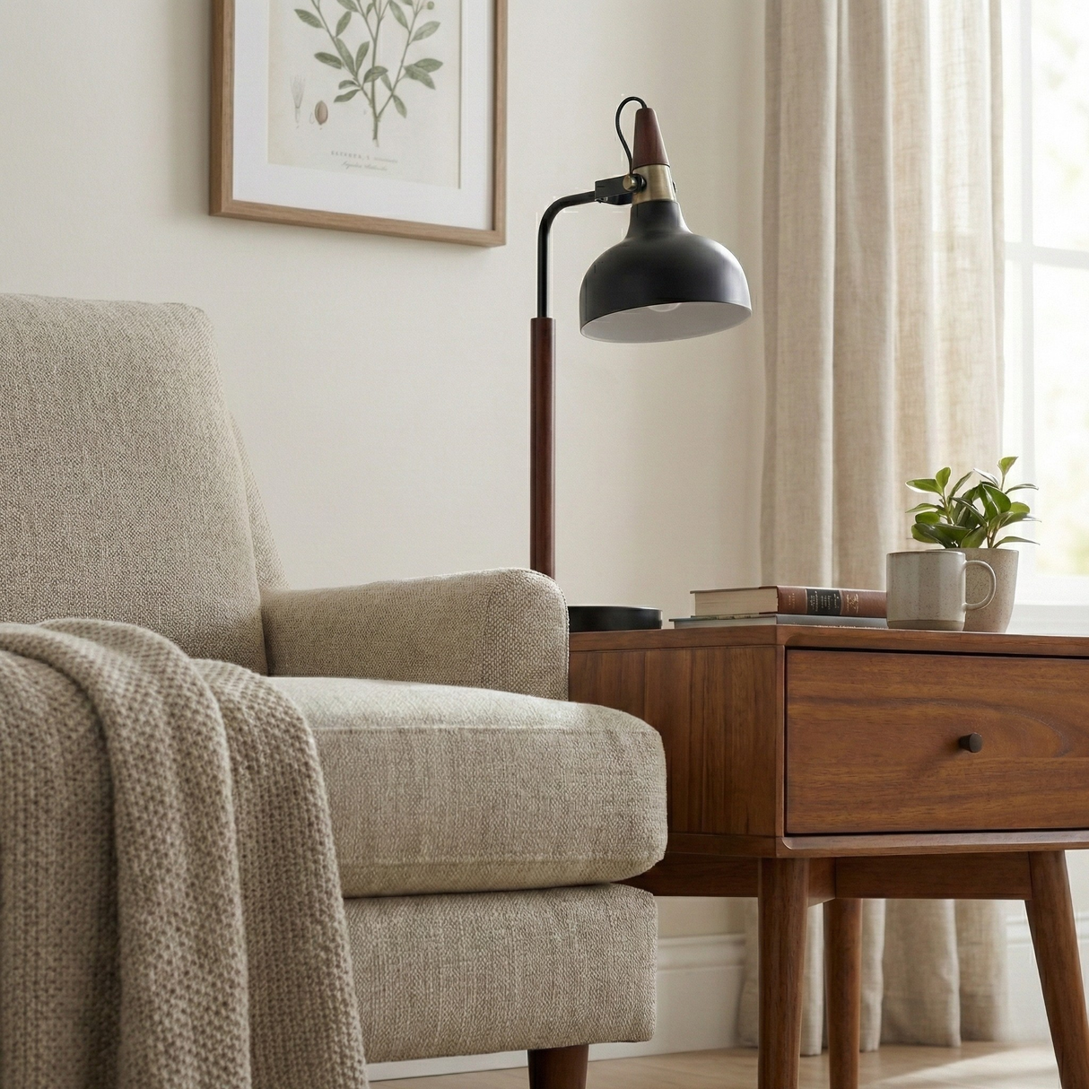 GlowLite Black Table Lamp with Cone Shade from Ashcroft Furniture - Luna Furniture