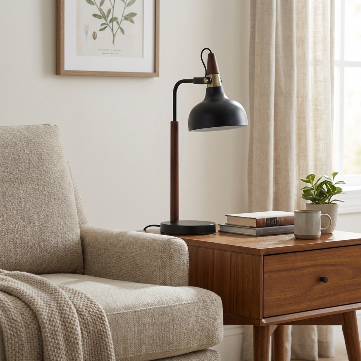 GlowLite Black Table Lamp with Cone Shade from Ashcroft Furniture - Luna Furniture