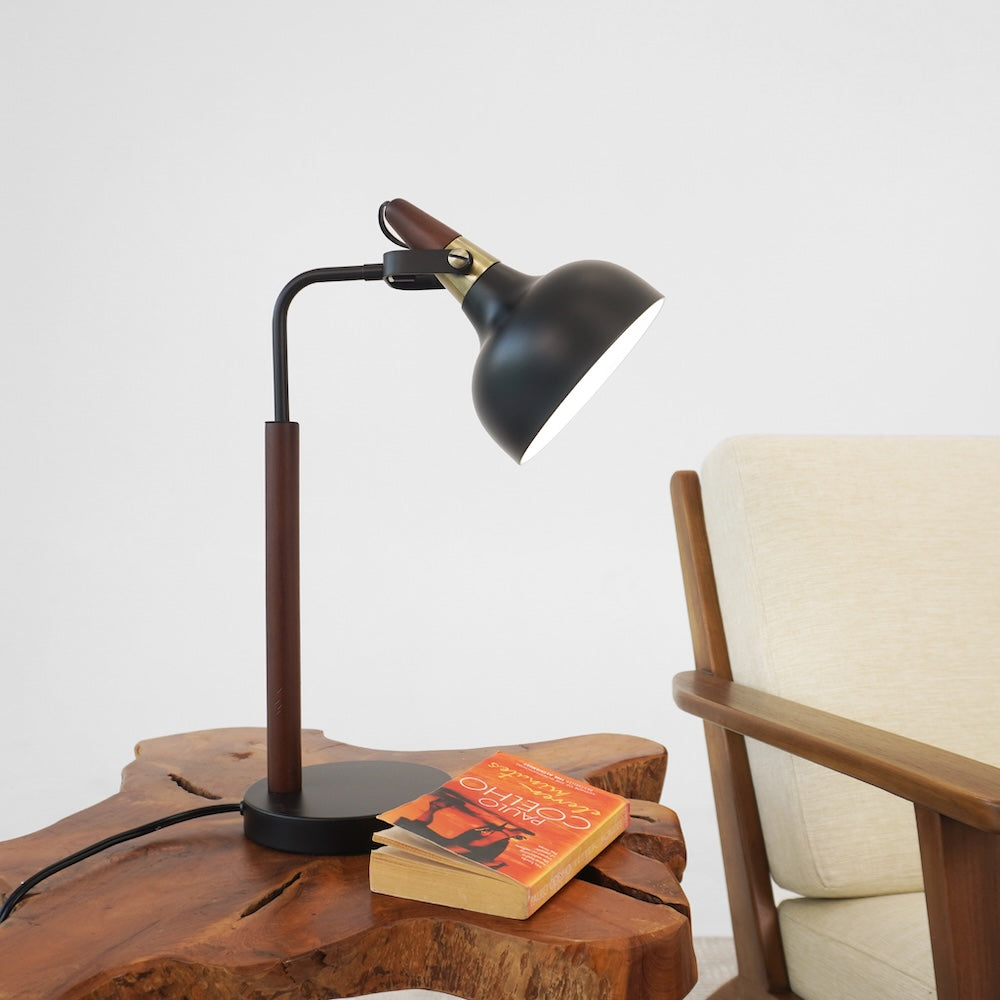 GlowLite Black Table Lamp with Cone Shade from Ashcroft Furniture - Luna Furniture