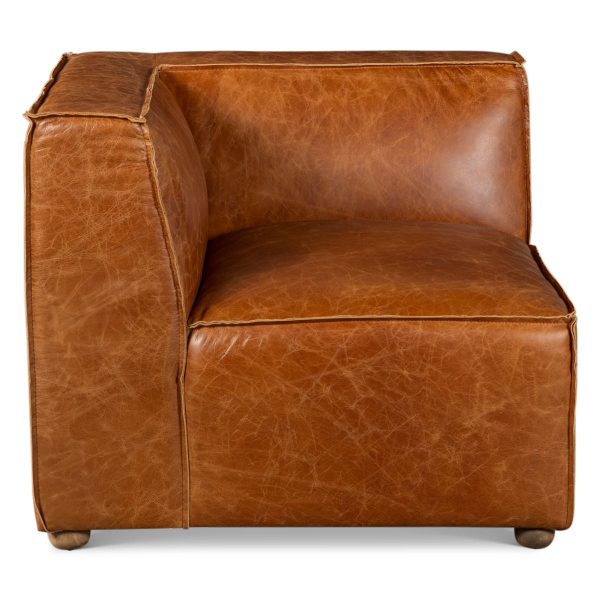 Portofino Loft Three Piece Sectional Sofa in Cocoa Brown Leather from Home Trends & Design - Luna Furniture