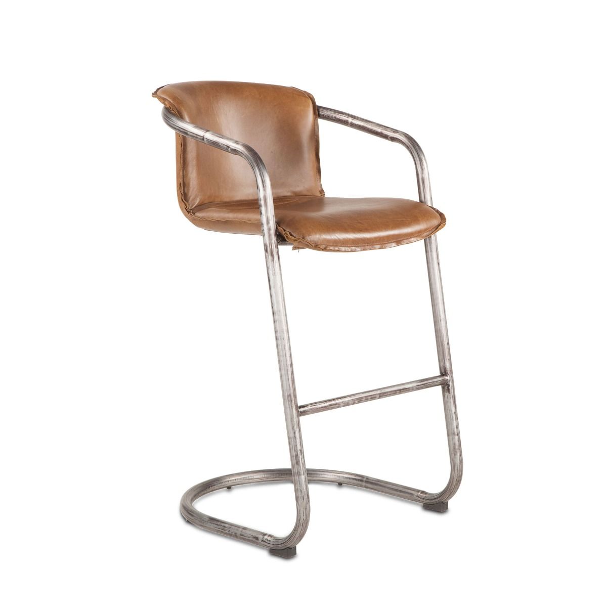 Portofino 22" Bar Chair in Berham Chestnut Leather, Set of 2 from Home Trends & Design - Luna Furniture