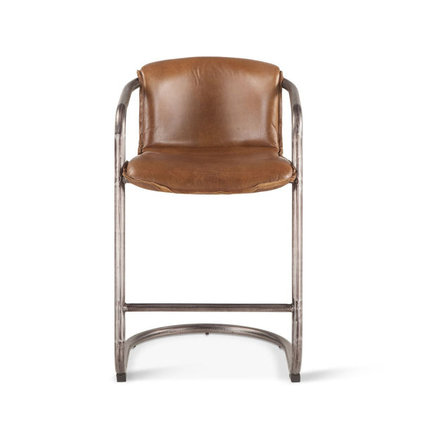 Portofino 22" Counter Chair in Berham Chestnut Top Grain Leather, Set of 2