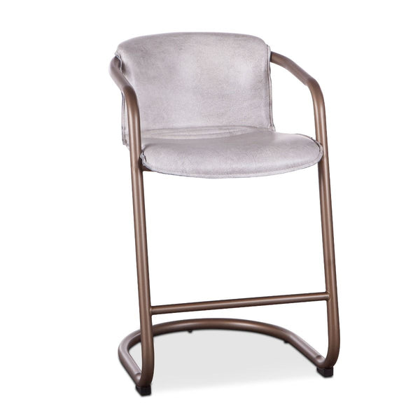 Portofino 22" Counter Chair in Vintage White Top Grain Leather, Set of 2