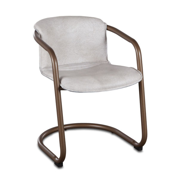 Portofino 22" Dining Chair in Vintage White Leather, Set of 2