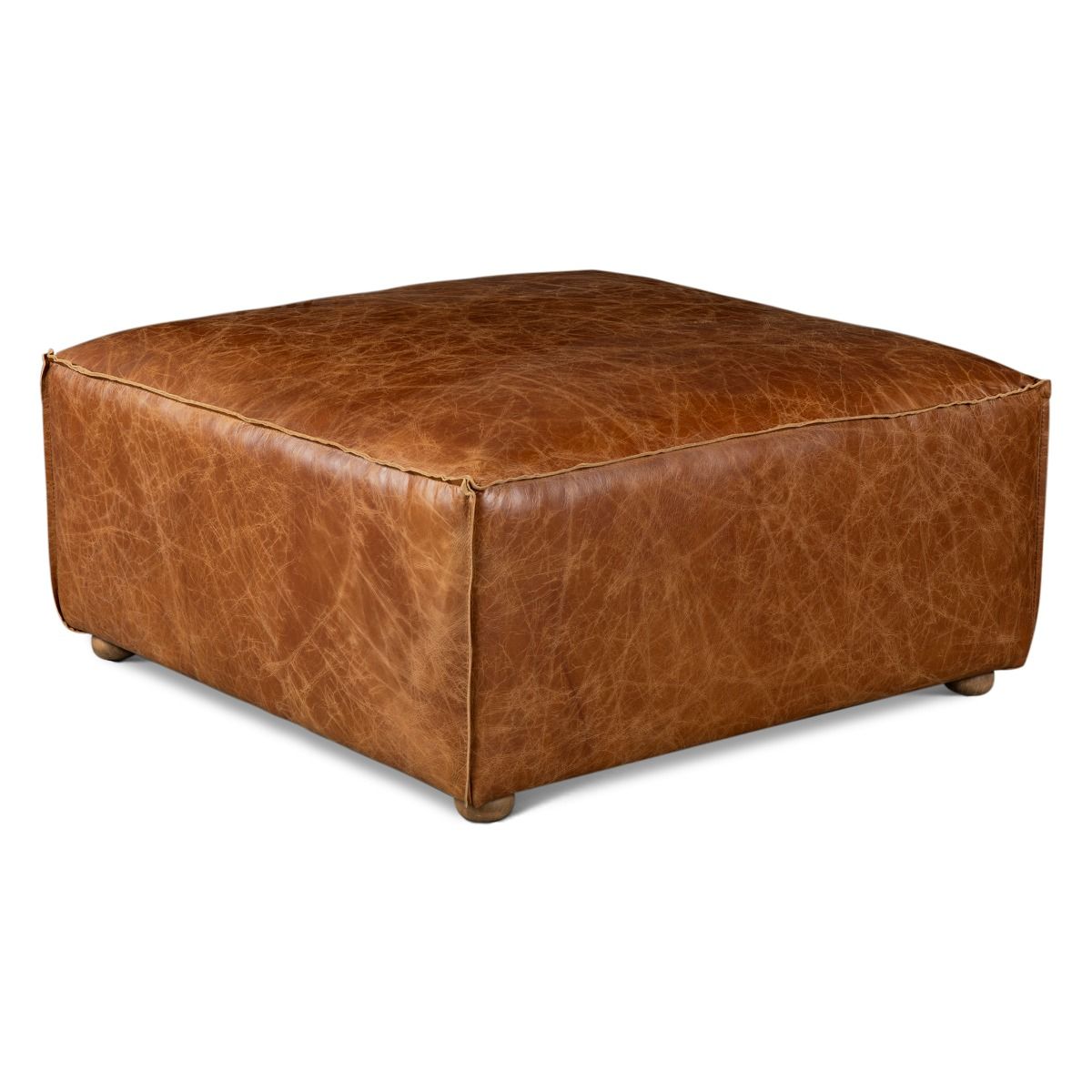 Portofino Loft Sectional Ottoman in Cocoa Brown Leather from Home Trends & Design - Luna Furniture