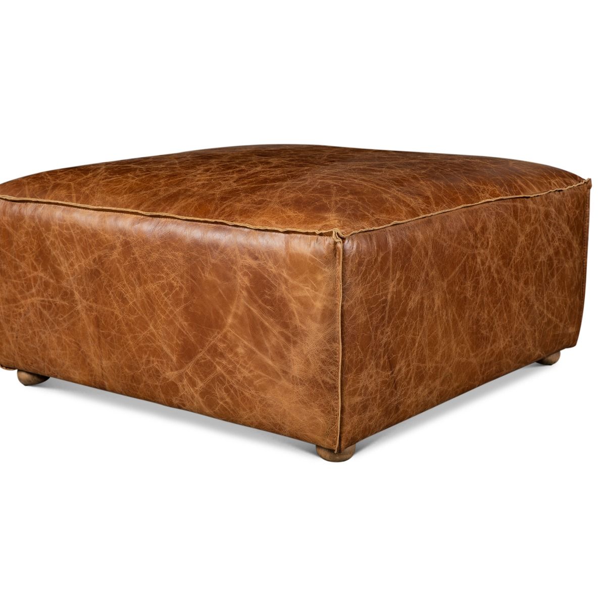 Portofino Loft Sectional Ottoman in Cocoa Brown Leather from Home Trends & Design - Luna Furniture