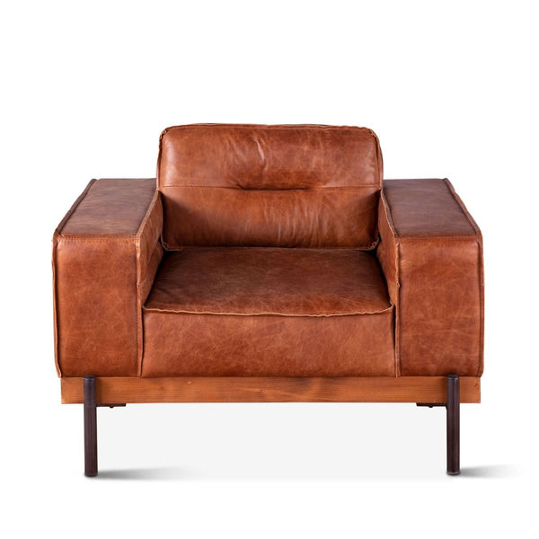 Portofino Modern 42" Accent Chair in Cocoa Brown Leather