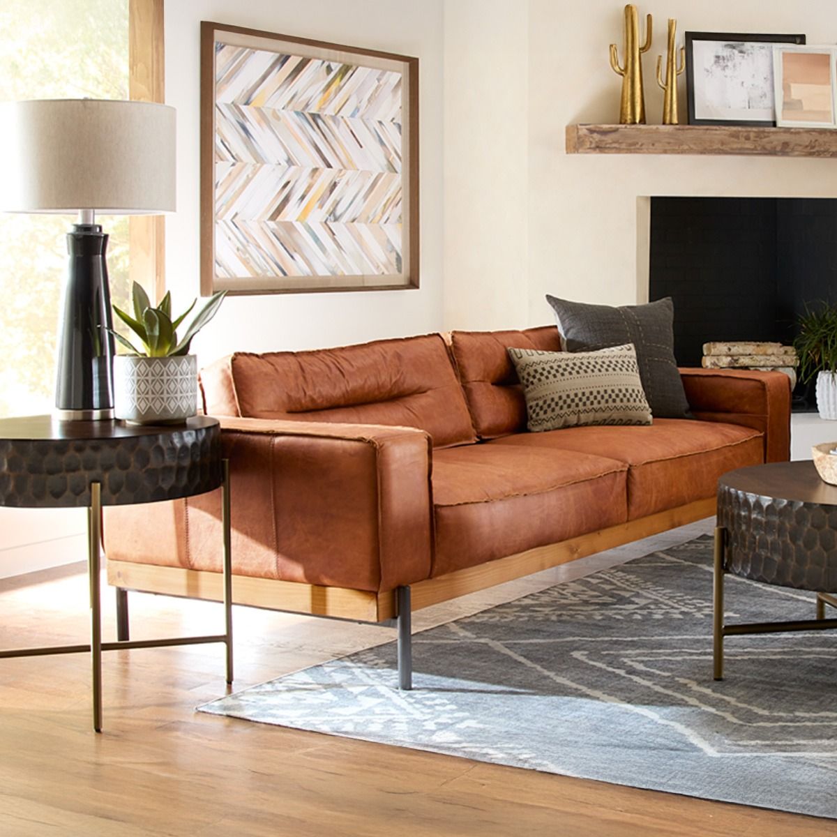 Portofino Modern 95" Sofa in Cocoa Brown Leather from Home Trends & Design - Luna Furniture