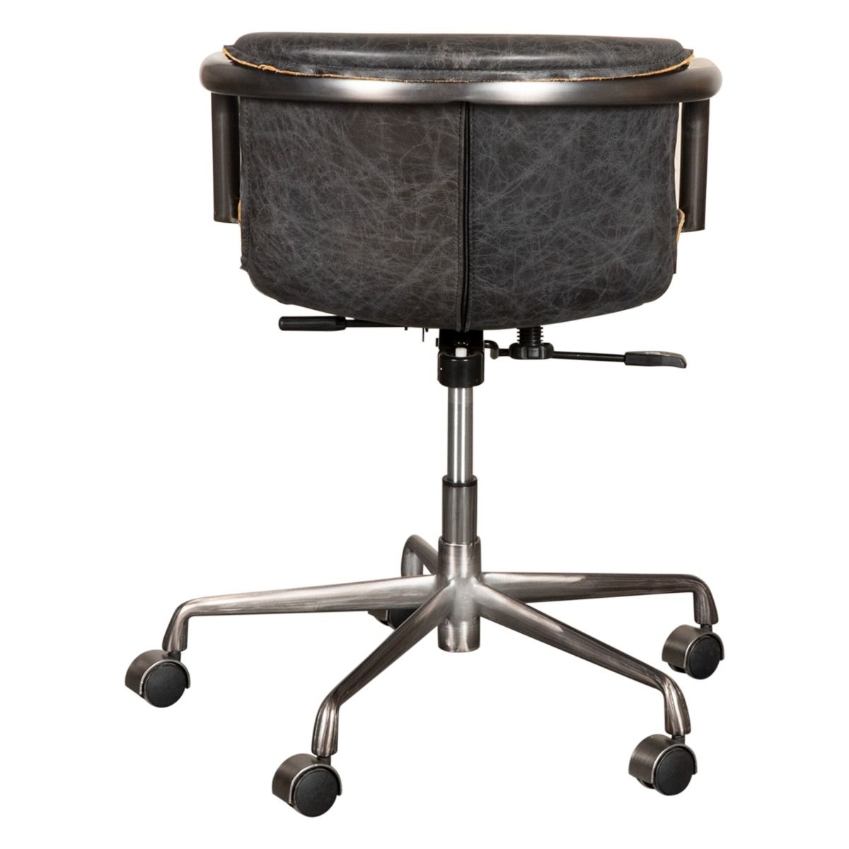 Portofino Swivel Office Chair in Antique Ebony Leather and Antique Zinc from Home Trends & Design - Luna Furniture