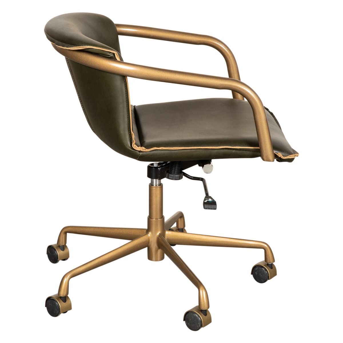 Portofino Swivel Office Chair in Emerald Green Leather and Antique Gold from Home Trends & Design - Luna Furniture