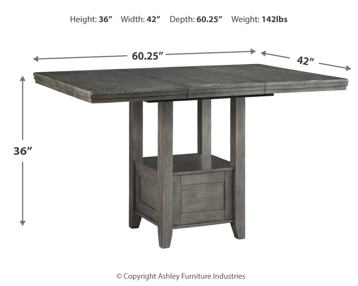 Hallanden Gray Counter Height Dining Table and 6 Barstools with Server from Ashley - Luna Furniture