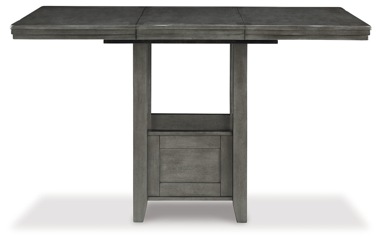 Hallanden Gray Counter Height Dining Table and 6 Barstools with Server from Ashley - Luna Furniture