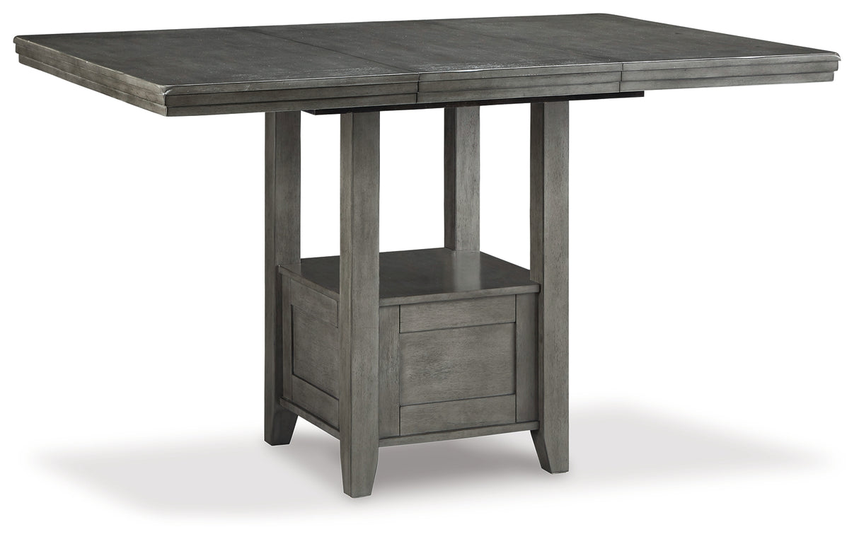 Hallanden Gray Counter Height Dining Table and 6 Barstools with Server from Ashley - Luna Furniture
