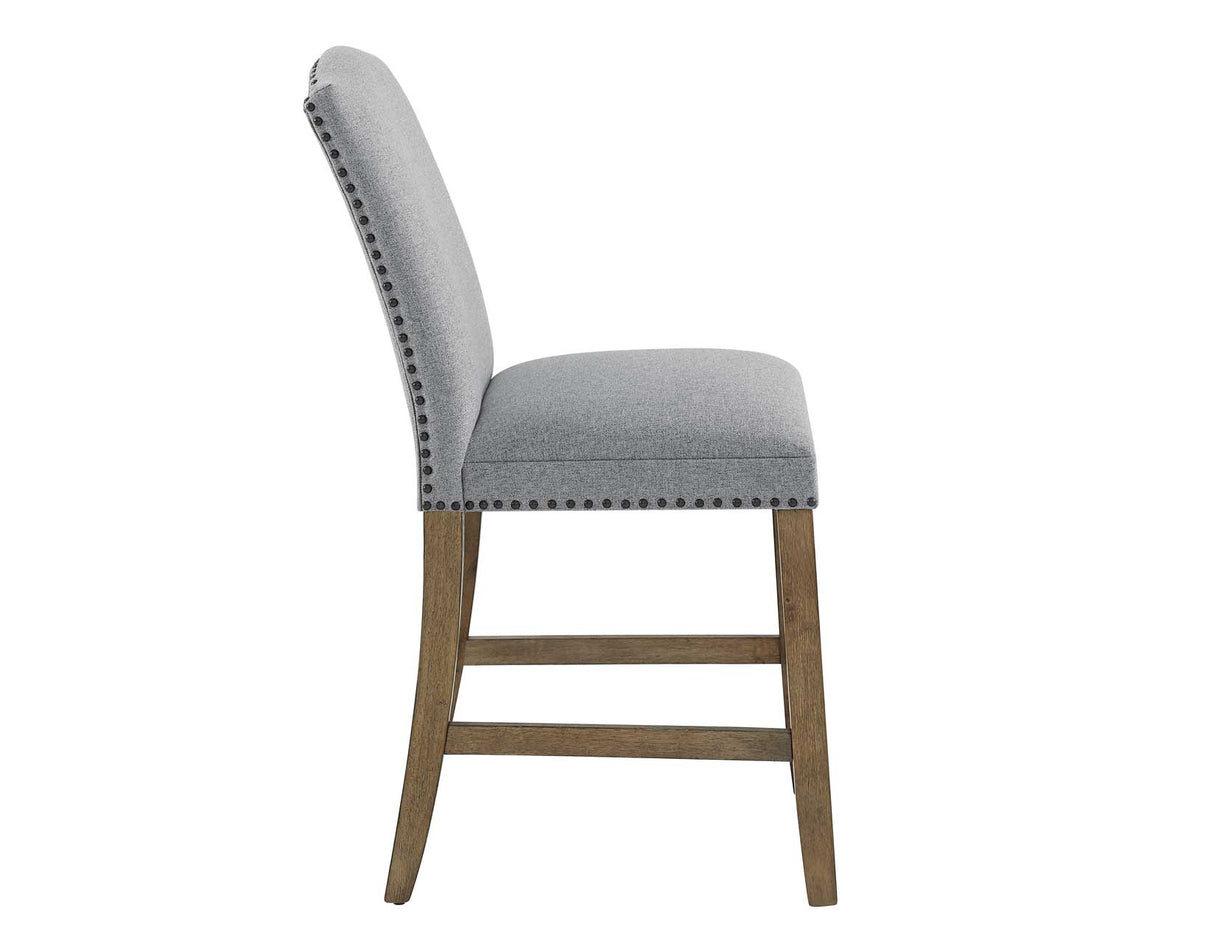 Grayson 24″ Counter Stool, Upholstered with Nailhead, Gray from Steve Silver - Luna Furniture