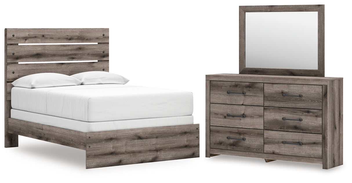 Graystorm Full Panel Bed with Mirrored Dresser in Brown Gray from Ashley - Luna Furniture