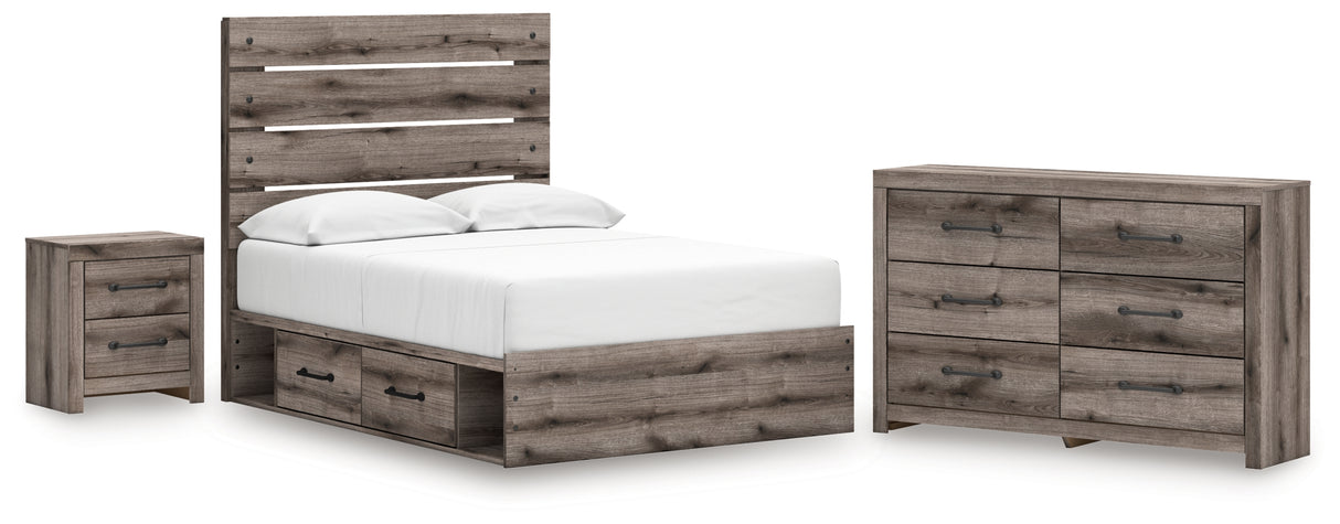 Graystorm Full Panel Bed with Storage with Dresser and Nightstand in Brown Gray from Ashley - Luna Furniture