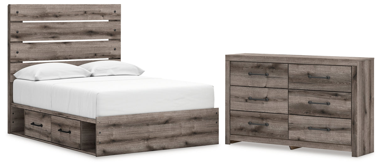 Graystorm Full Panel Bed with Storage with Dresser in Brown Gray from Ashley - Luna Furniture