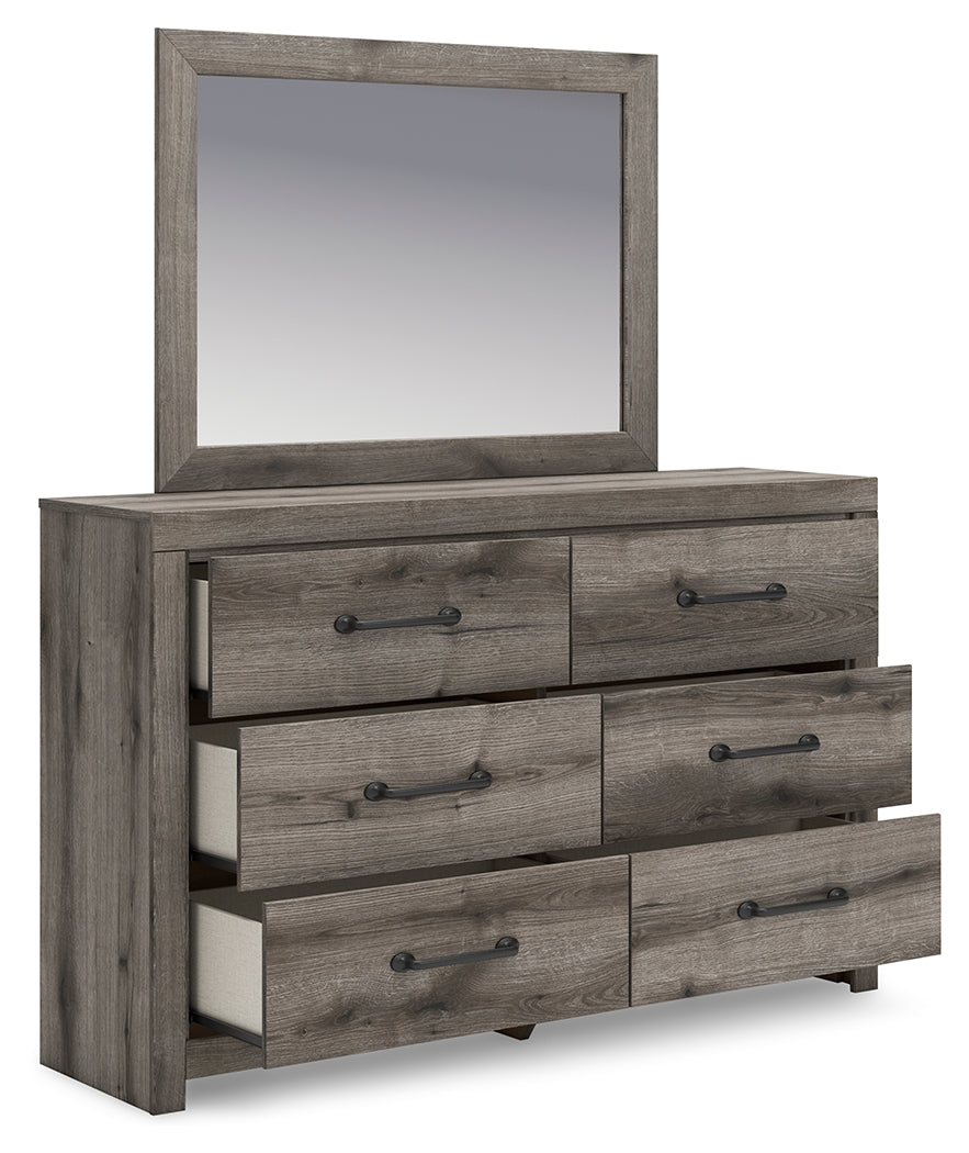 Graystorm King Panel Bed with Mirrored Dresser and 2 Nightstands in Brown Gray from Ashley - Luna Furniture