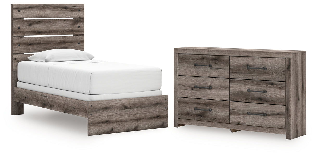 Graystorm Twin Panel Bed with Dresser in Brown Gray from Ashley - Luna Furniture