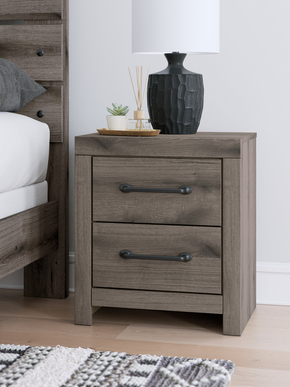 Graystorm Twin Panel Bed with Mirrored Dresser, Chest and 2 Nightstands in Brown Gray from Ashley - Luna Furniture