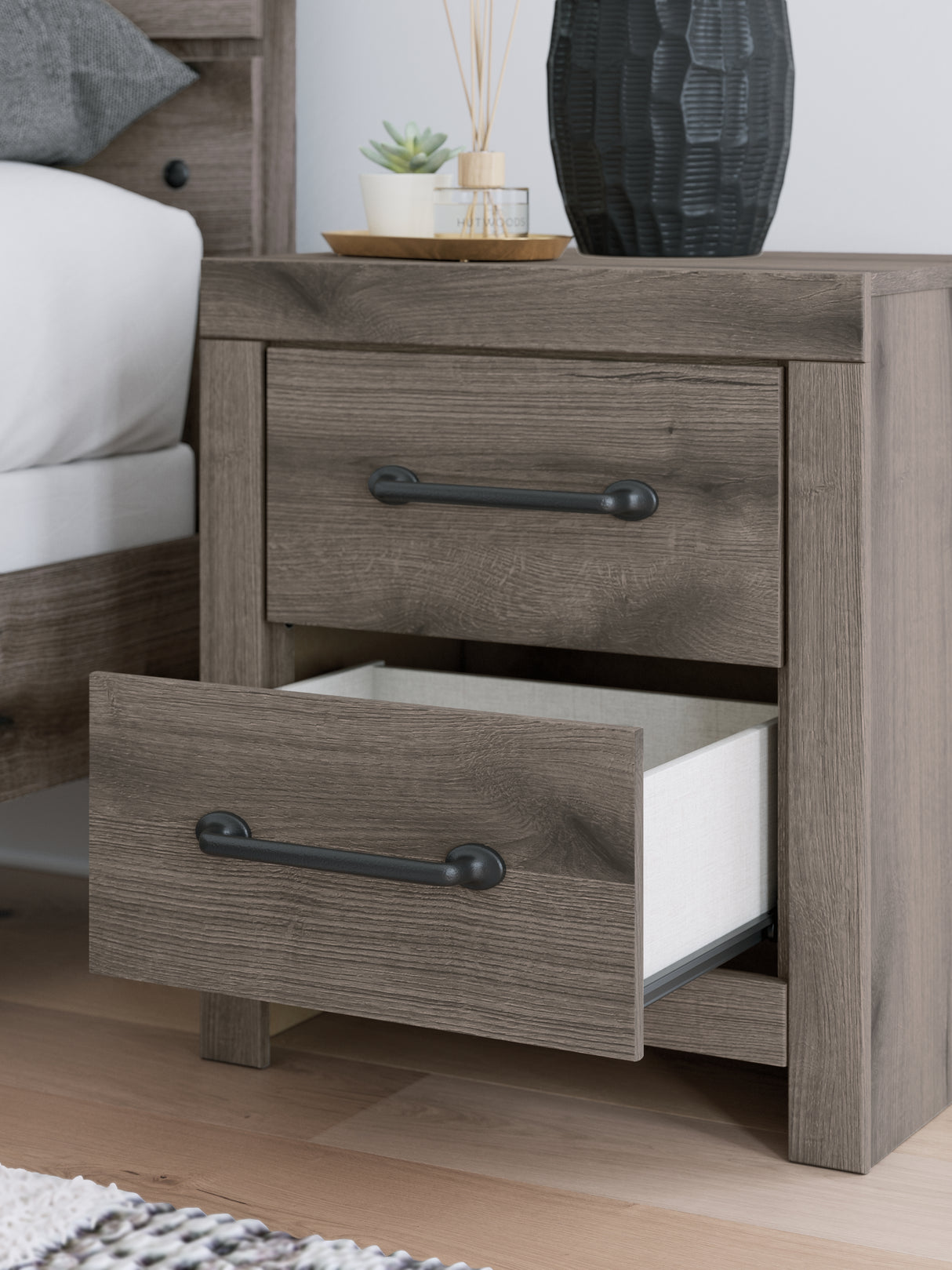 Graystorm Twin Panel Bed with Mirrored Dresser, Chest and Nightstand in Brown Gray from Ashley - Luna Furniture