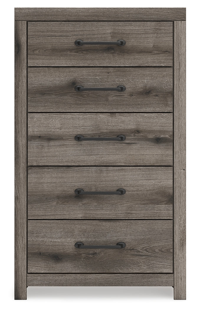 Graystorm Twin Panel Bed with Storage with Mirrored Dresser, Chest and 2 Nightstands in Brown Gray from Ashley - Luna Furniture