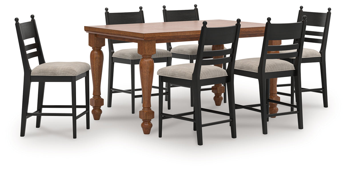 Greddinton Counter Height Dining Table and 6 Barstools in Brown from Ashley - Luna Furniture