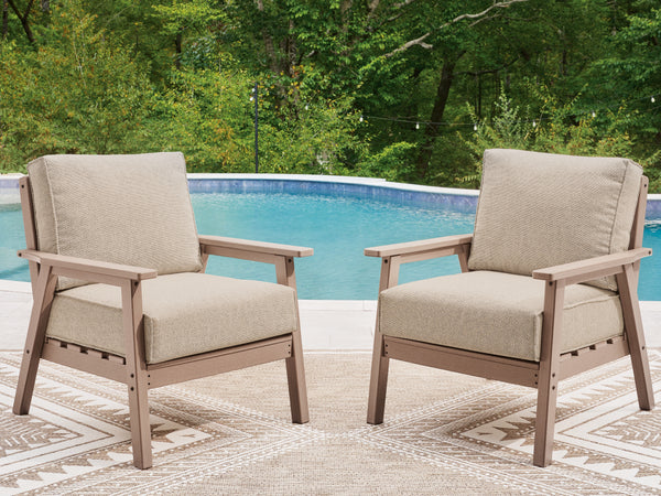 Grover Beach Driftwood Outdoor Lounge Chair with Cushion (Set of 2)