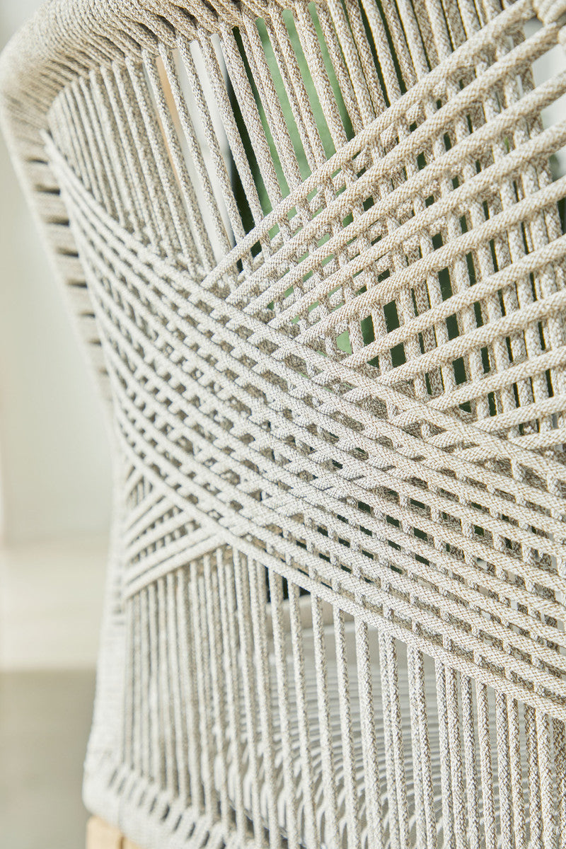 Loom Outdoor Barstool in Taupe & White Flat Rope, Performance Pumice, Gray Teak from Essentials For Living - Luna Furniture