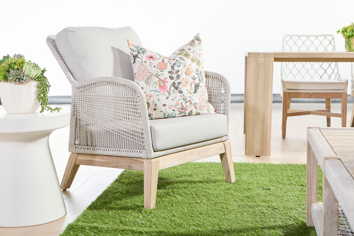 Wrap Outdoor Coffee Table in Taupe & White Flat Rope, Gray Teak from Essentials For Living - Luna Furniture