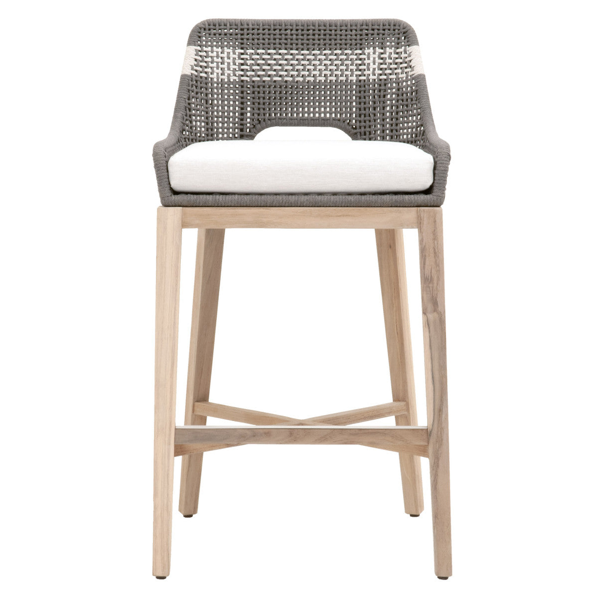 Tapestry Outdoor Barstool in Dove Flat Rope, White Speckle Stripe, Performance White Speckle, Gray Teak from Essentials For Living - Luna Furniture