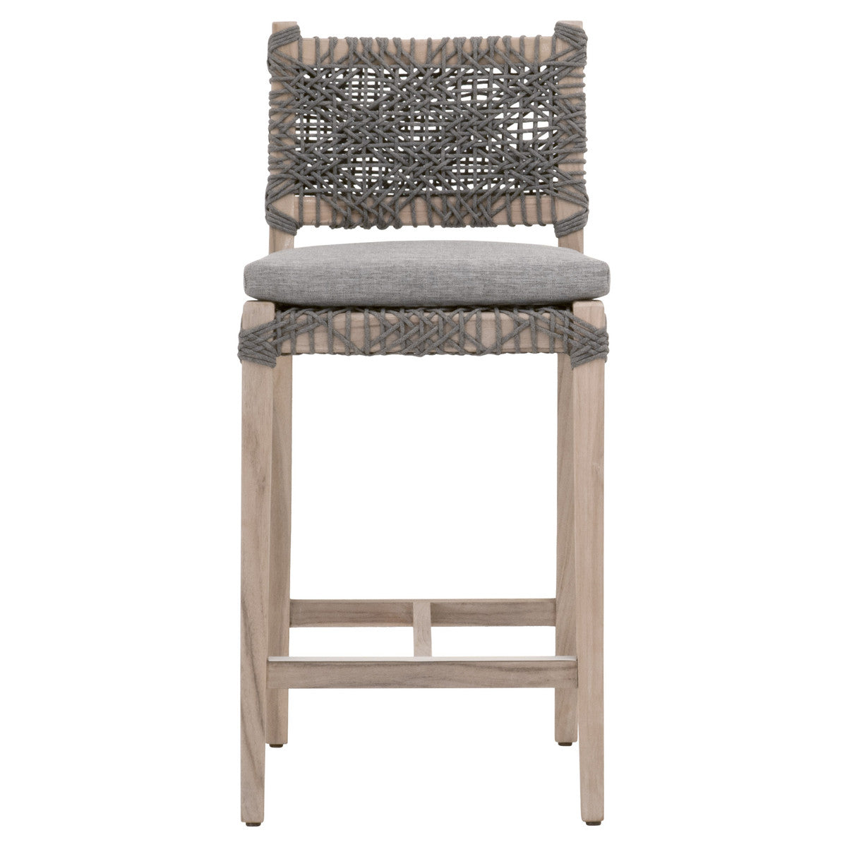 Costa Outdoor Counter Stool in Dove Flat Rope, Performance Dove, Gray Teak from Essentials For Living - Luna Furniture