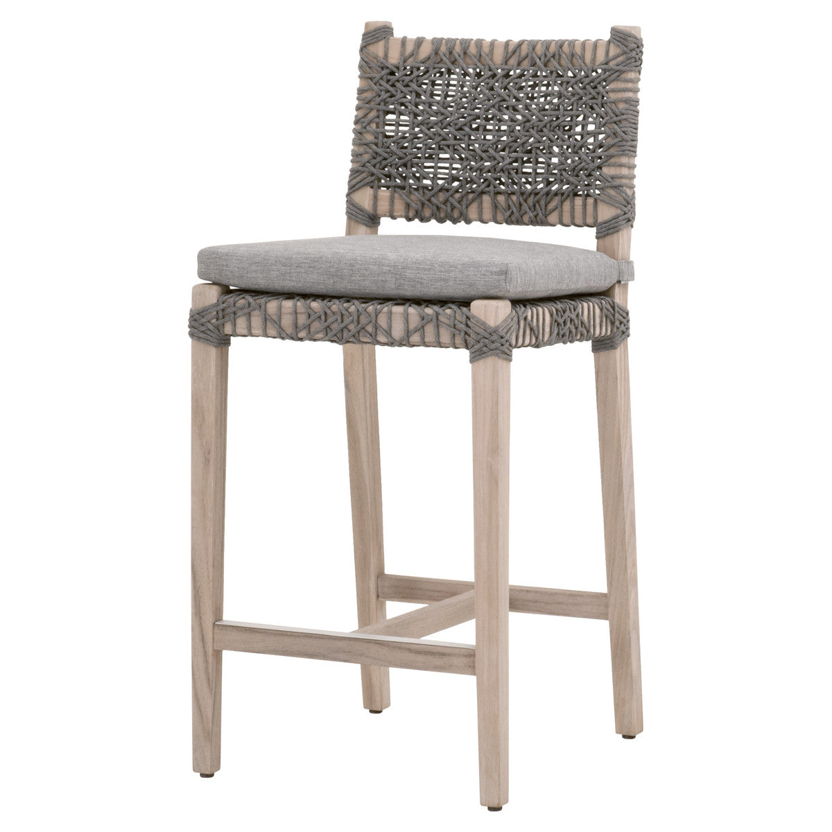 Costa Outdoor Counter Stool in Dove Flat Rope, Performance Dove, Gray Teak from Essentials For Living - Luna Furniture