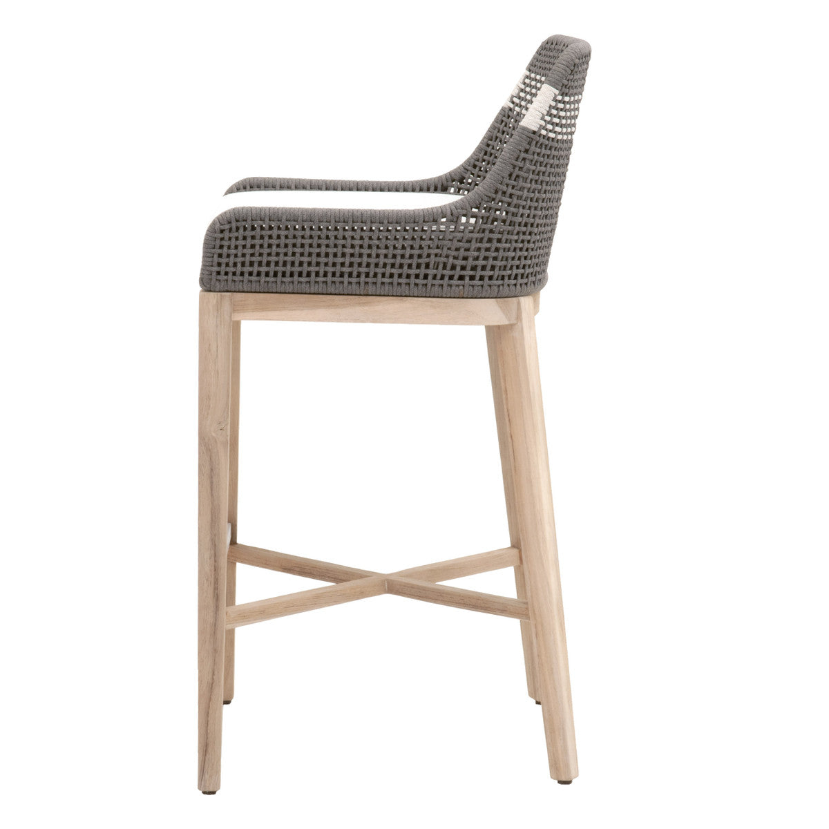 Tapestry Outdoor Barstool in Dove Flat Rope, White Speckle Stripe, Performance White Speckle, Gray Teak from Essentials For Living - Luna Furniture