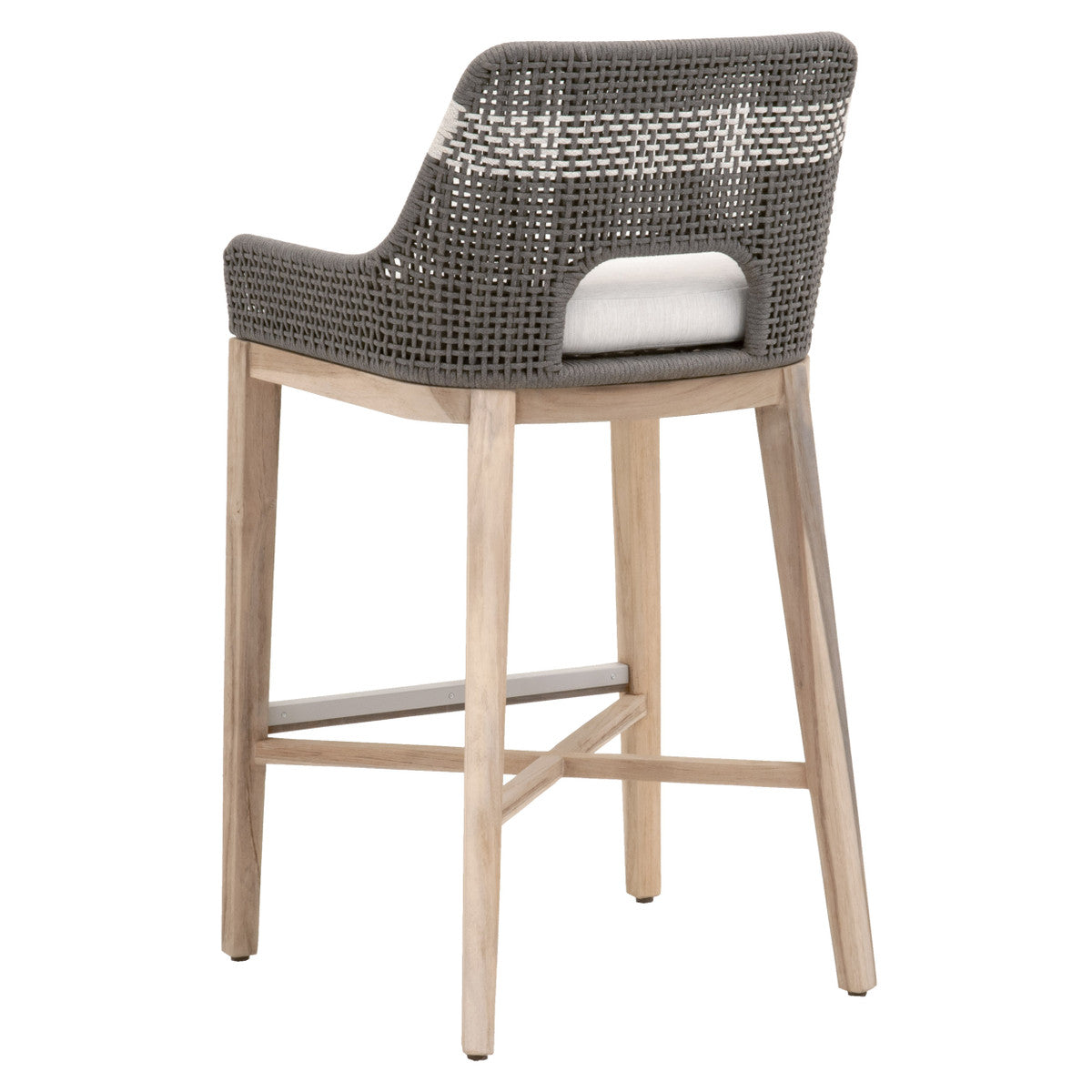 Tapestry Outdoor Barstool in Dove Flat Rope, White Speckle Stripe, Performance White Speckle, Gray Teak from Essentials For Living - Luna Furniture