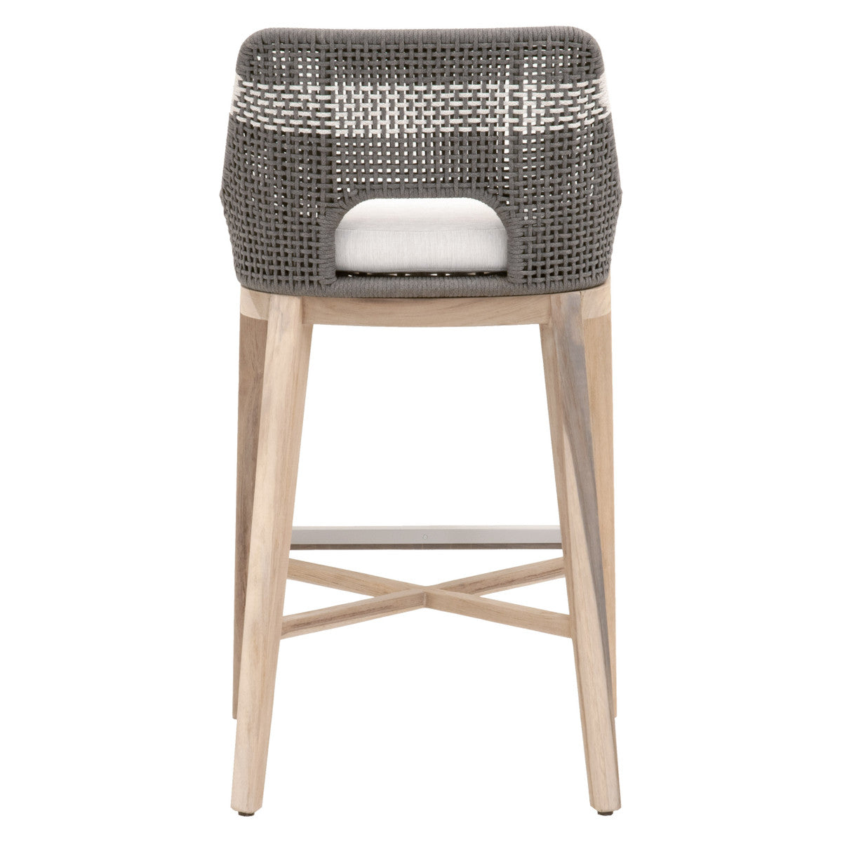 Tapestry Outdoor Barstool in Dove Flat Rope, White Speckle Stripe, Performance White Speckle, Gray Teak from Essentials For Living - Luna Furniture