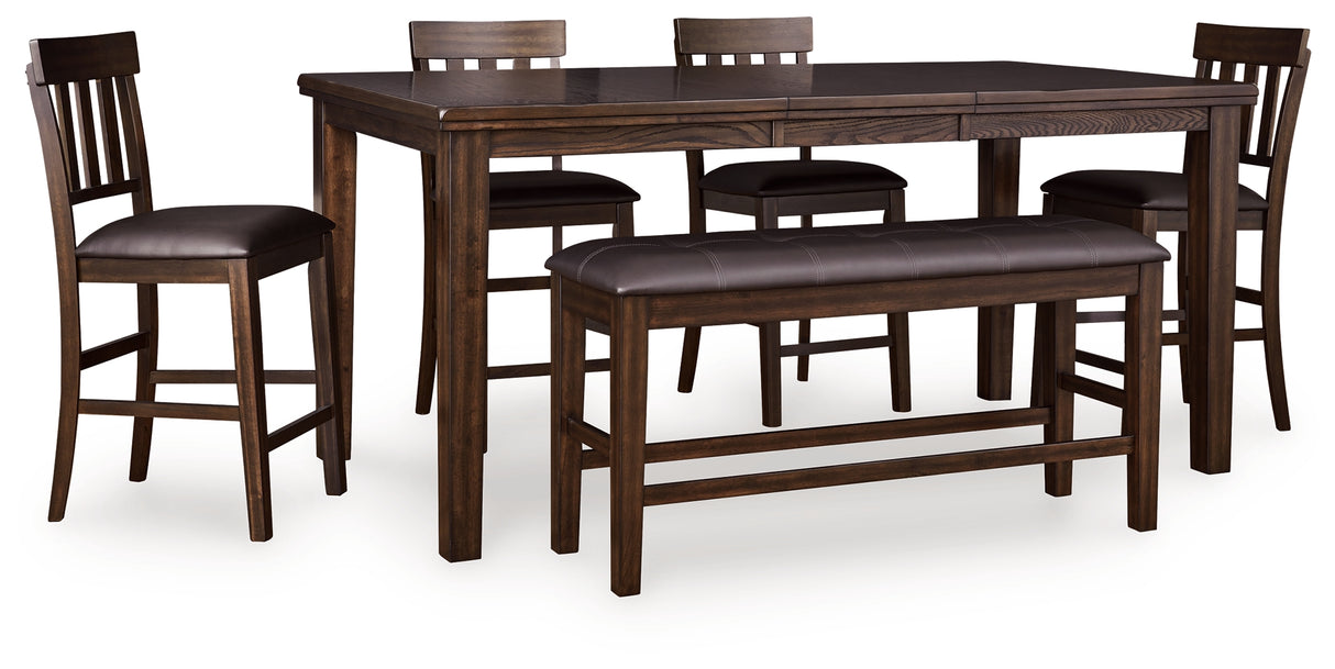 Haddigan Counter Height Dining Table and 4 Barstools and Bench in Dark Brown from Ashley - Luna Furniture