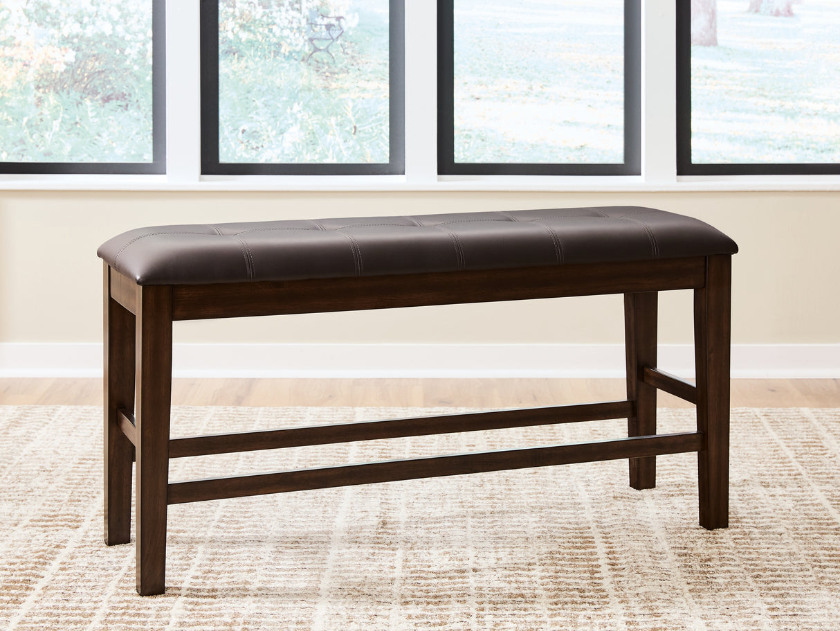 Haddigan Dark Brown Counter Height Dining Bench from Ashley - Luna Furniture