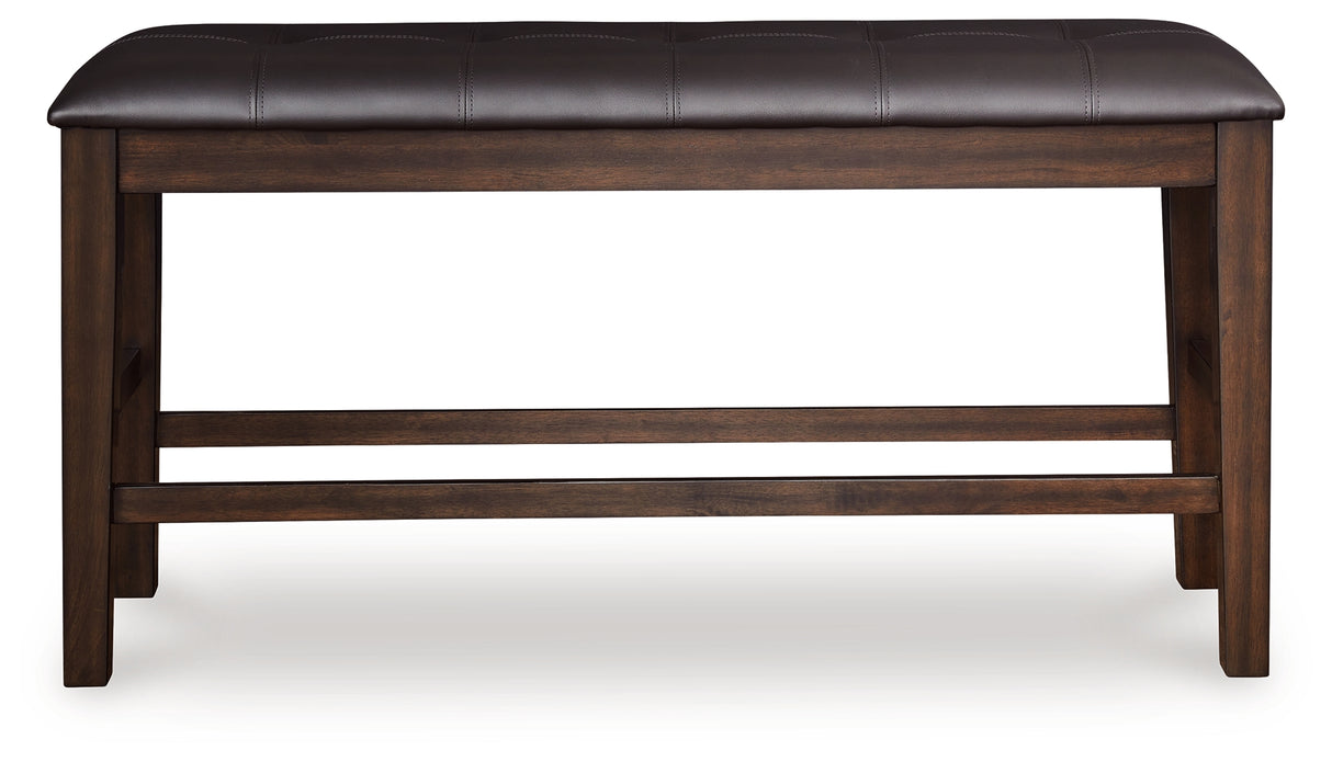 Haddigan Dark Brown Counter Height Dining Bench from Ashley - Luna Furniture
