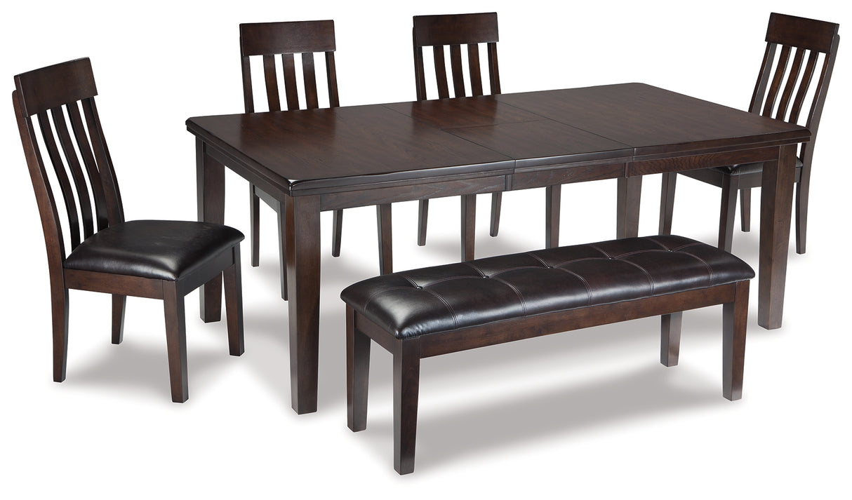 Haddigan Dining Table and 4 Chairs and Bench in Dark Brown from Ashley Furniture - Luna Furniture